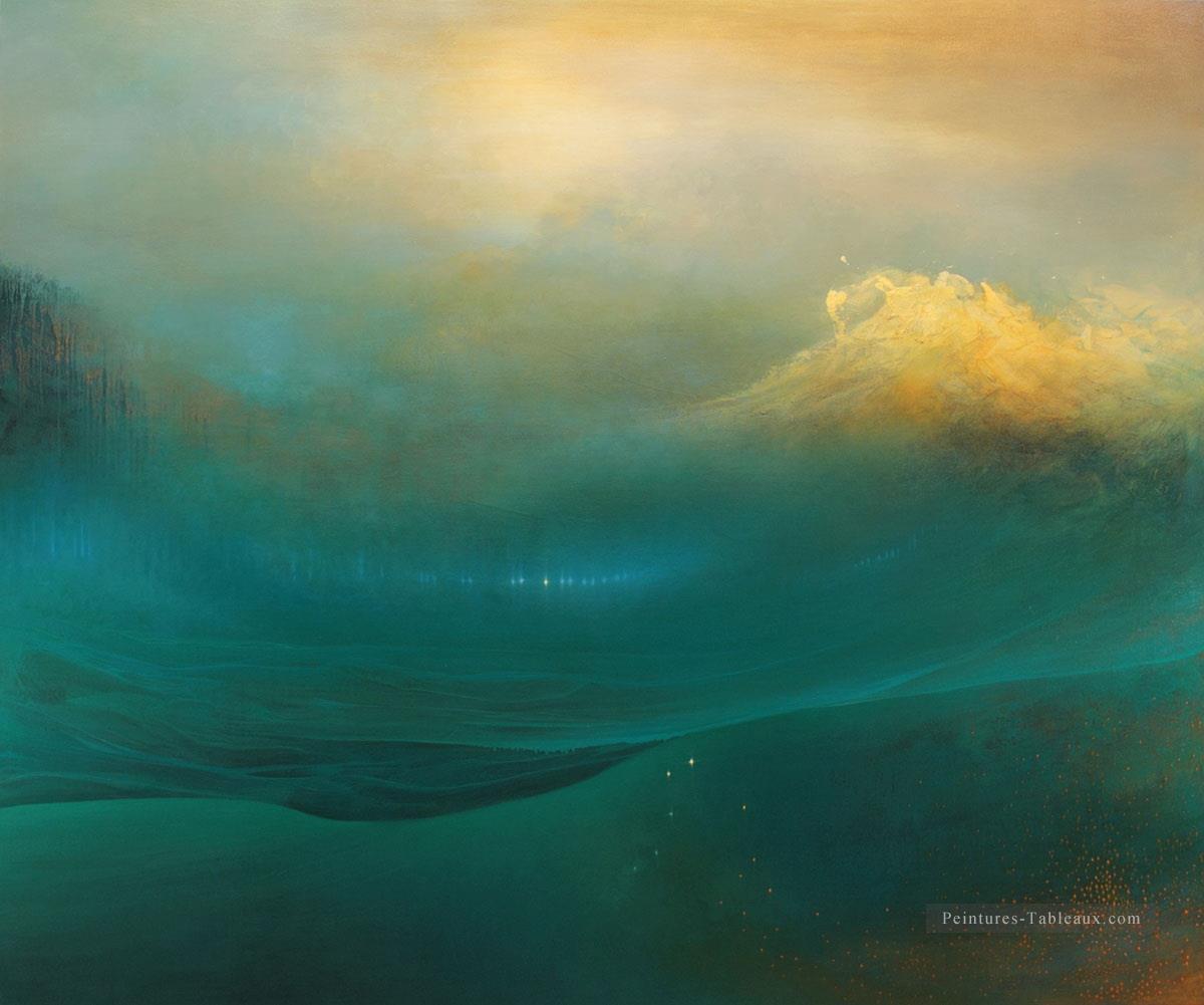 paysage abstrait de vague Peintures à l'huile